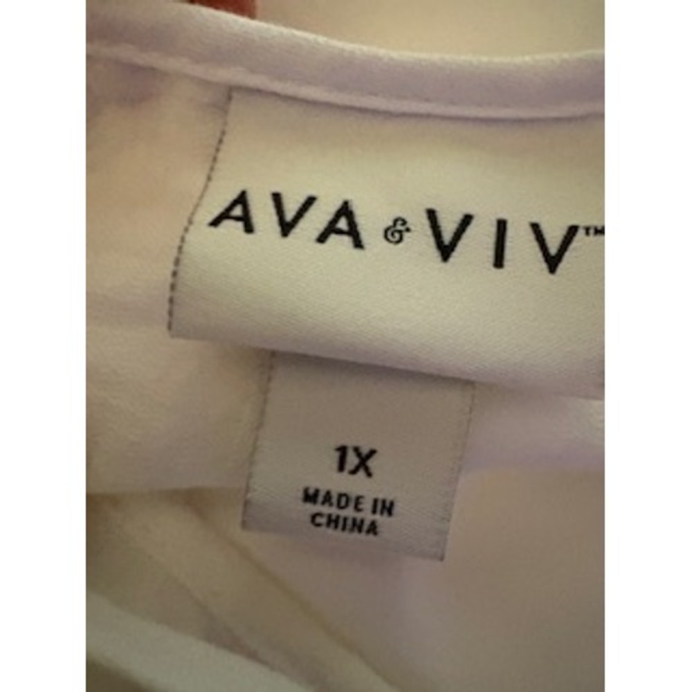Ava & Viv Maxi Dress White Colorblock Tiered Sleeveless Summer Party Boho 1X - Picture 7 of 8
